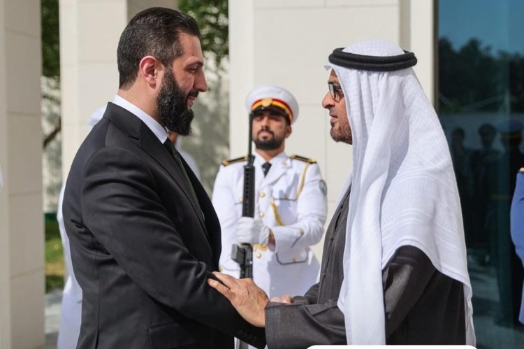 الرئيس الشرع يجري اتصالاً مع الشيخ محمد بن زايد لبحث تطورات العلاقات السورية الإماراتية