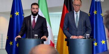 الشرع من برلين: منفتحون على شراكة متوازنة مع أوروبا.. ميرتس: ندعم إعادة إعمار سوريا