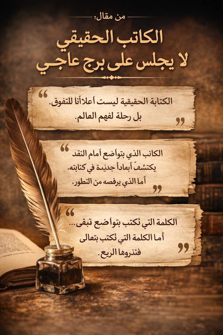 الكاتب الحقيقي لا يجلس على برج عاجي